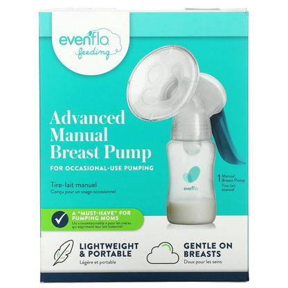 Advanced Manual Breast Pump, Includes Milk Collection Bottle and Flange Kit, Clear