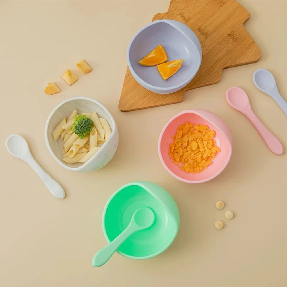 Soft Silicone Kids Feeding Fork Spoon - 2 Pieces Set