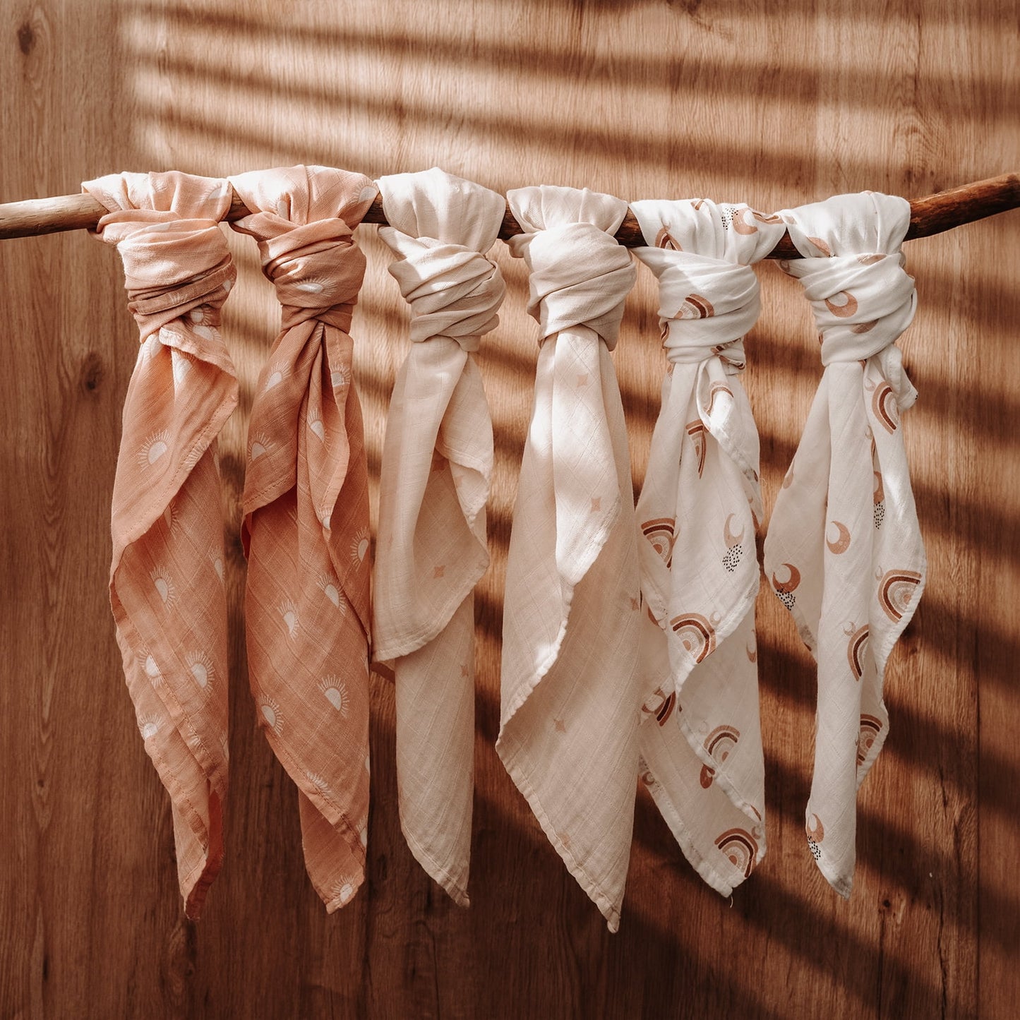 Muslin Organic Cotton Swaddle Blankets 6-Pack for Newborn Infant Girls and Boys, Sun and Moon