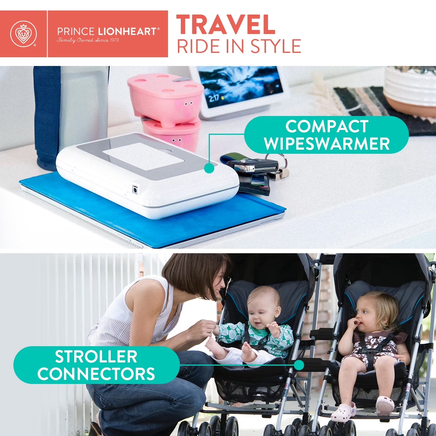 Travel Friendly Portable Baby Compact Wipe Warmer, Gray, with Car Adaptor