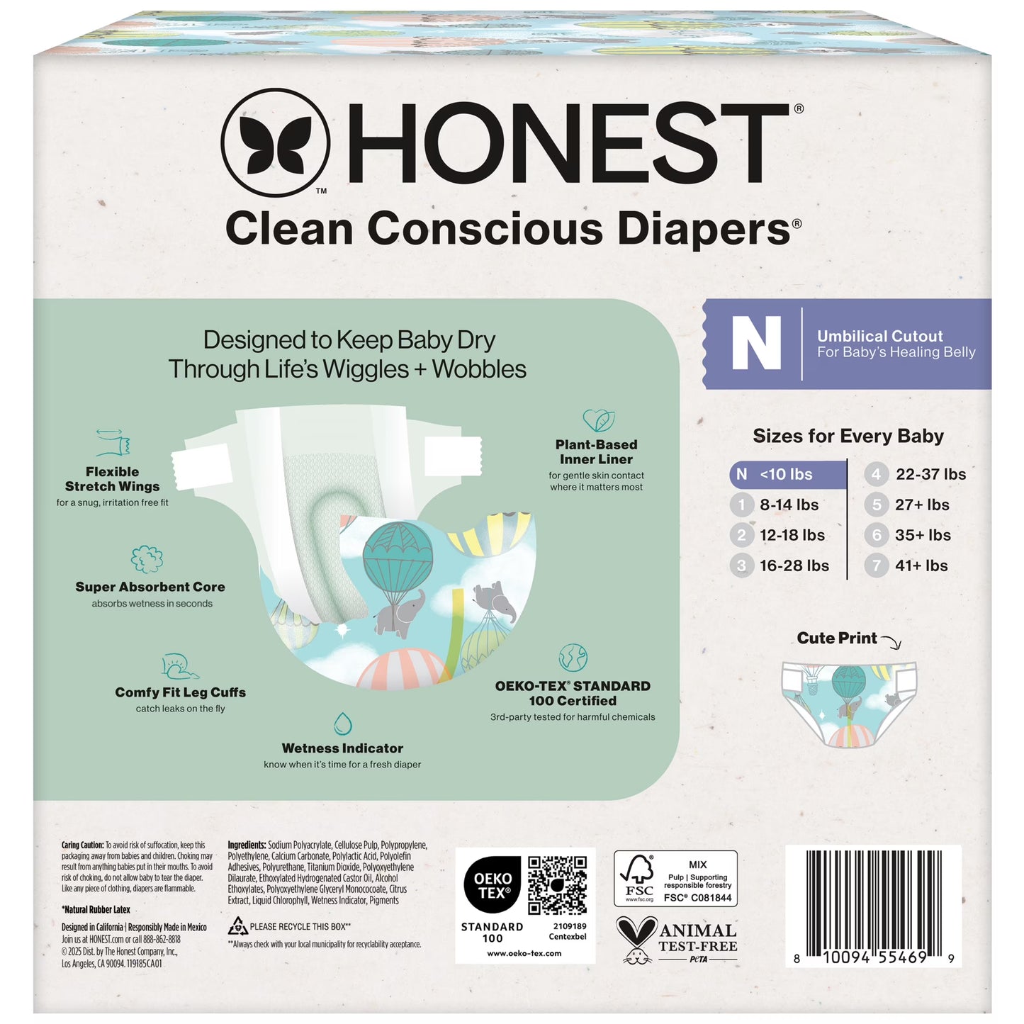 ® Clean Conscious Baby Diapers Size Newborn (<10 Lbs), Hypoallergenic and Plant Based, 48 Count