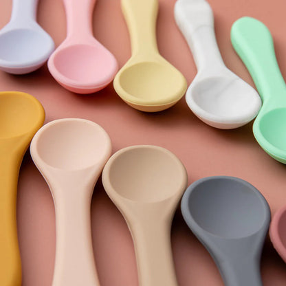 Soft Silicone Kids Feeding Fork Spoon - 2 Pieces Set