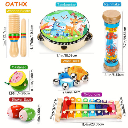 Wooden Percussion Xylophone Music Kit for Toddlers - Educational Musical Instruments for Children