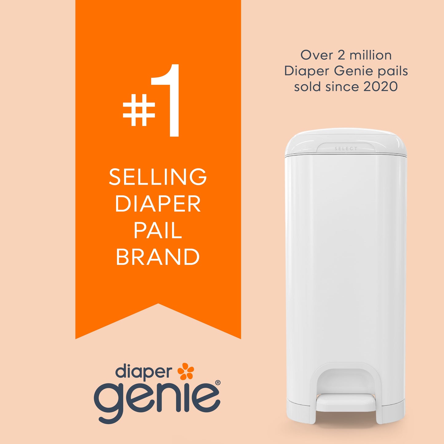 Diaper Pail Square Refills, Unscented, Holds up to 1080 Newborn Diapers, 1 Pack