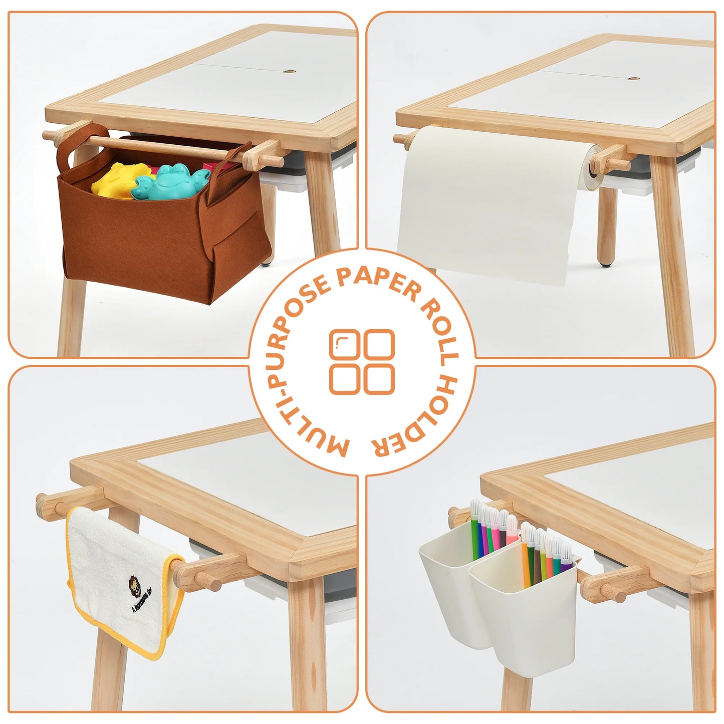 Multifunctional 3-Piece Activity Table and Chair Set for Kids - Beige Daycare Furniture and Lego Table