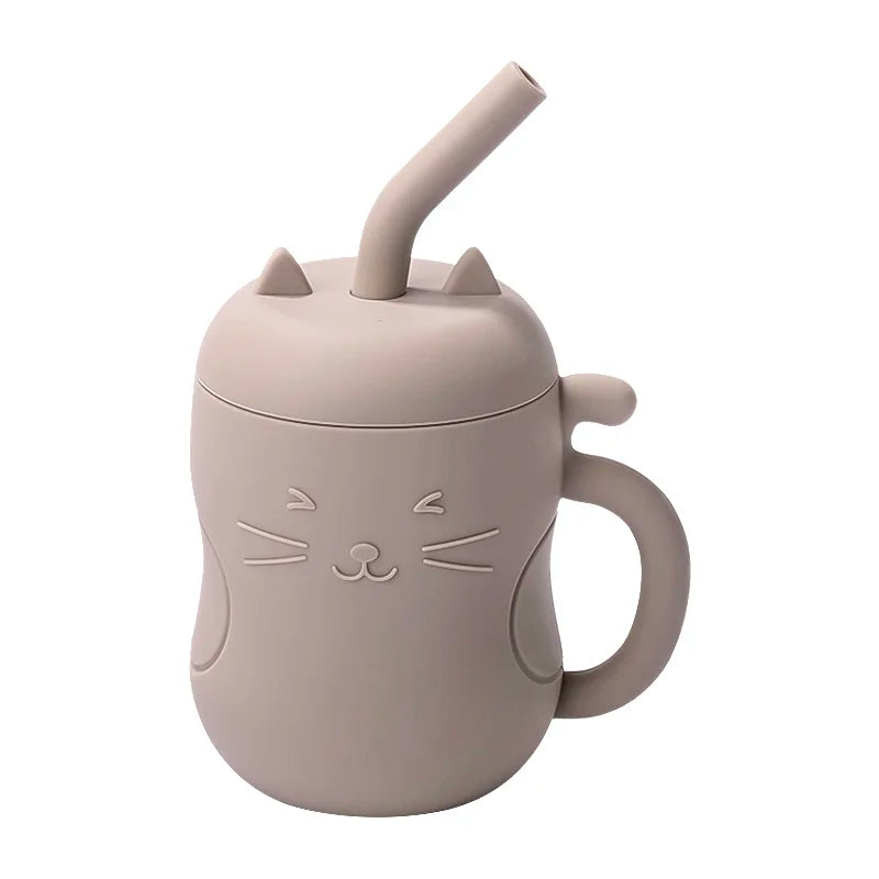 1Pcs Baby Silicone Straw Cup Portable Storage Snack Container Feeding Cup Kids Leakproof Learning Drink Cup