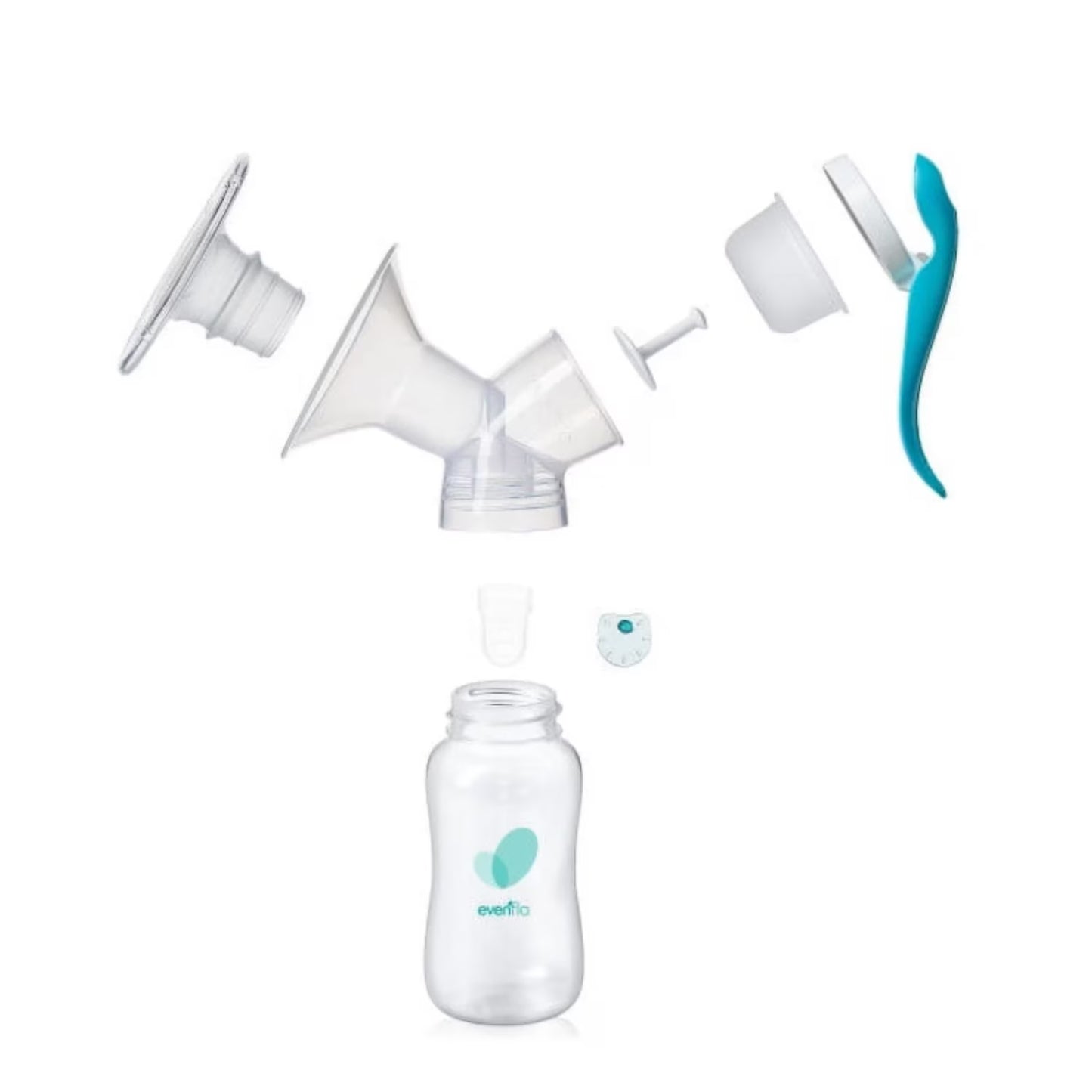 Advanced Manual Breast Pump, Includes Milk Collection Bottle and Flange Kit, Clear