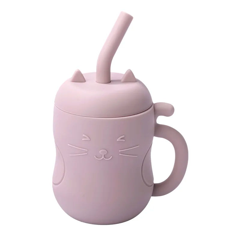1Pcs Baby Silicone Straw Cup Portable Storage Snack Container Feeding Cup Kids Leakproof Learning Drink Cup