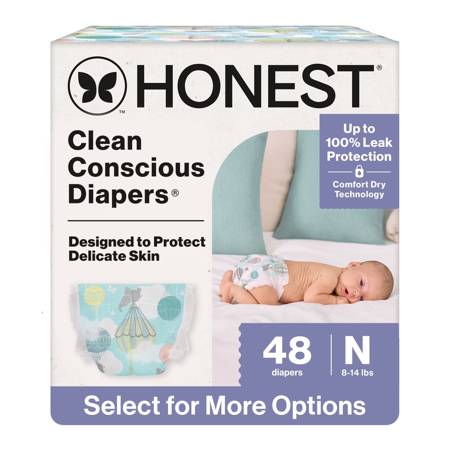 ® Clean Conscious Baby Diapers Size Newborn (<10 Lbs), Hypoallergenic and Plant Based, 48 Count