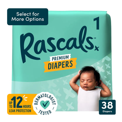 Premium Absorbent Baby Diapers Size 1, 38 Count