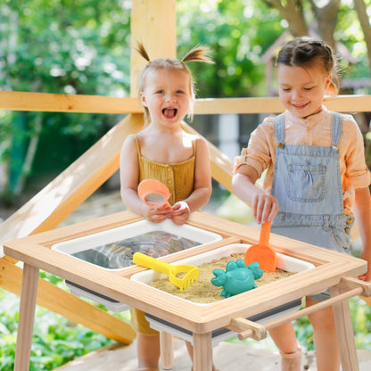 Multifunctional 3-Piece Activity Table and Chair Set for Kids - Beige Daycare Furniture and Lego Table