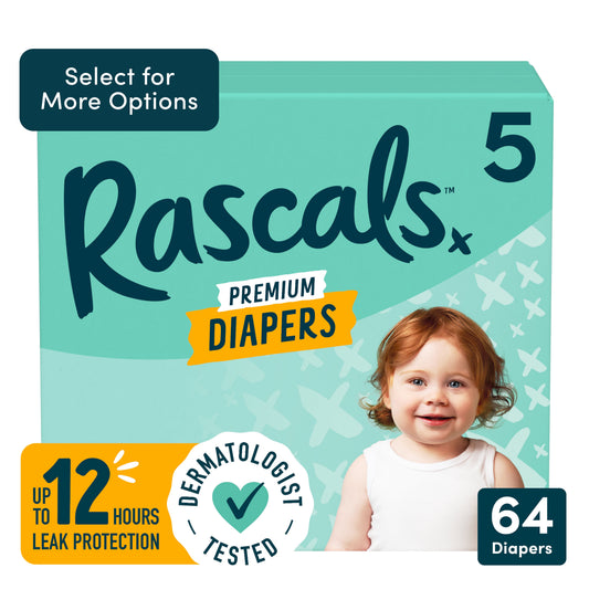 Premium Absorbent Baby Diapers Size 5, 64 Count
