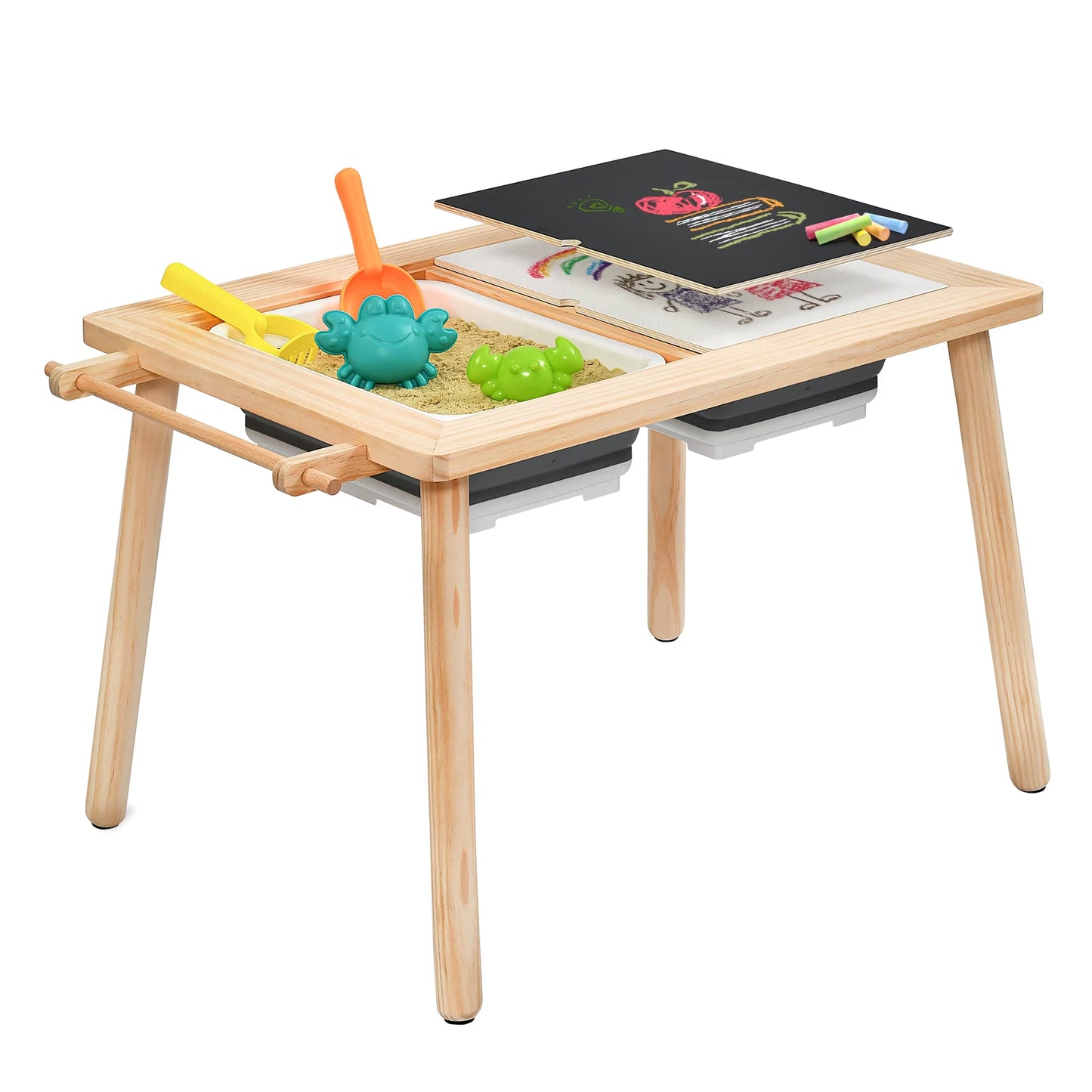 Multifunctional 3-Piece Activity Table and Chair Set for Kids - Beige Daycare Furniture and Lego Table