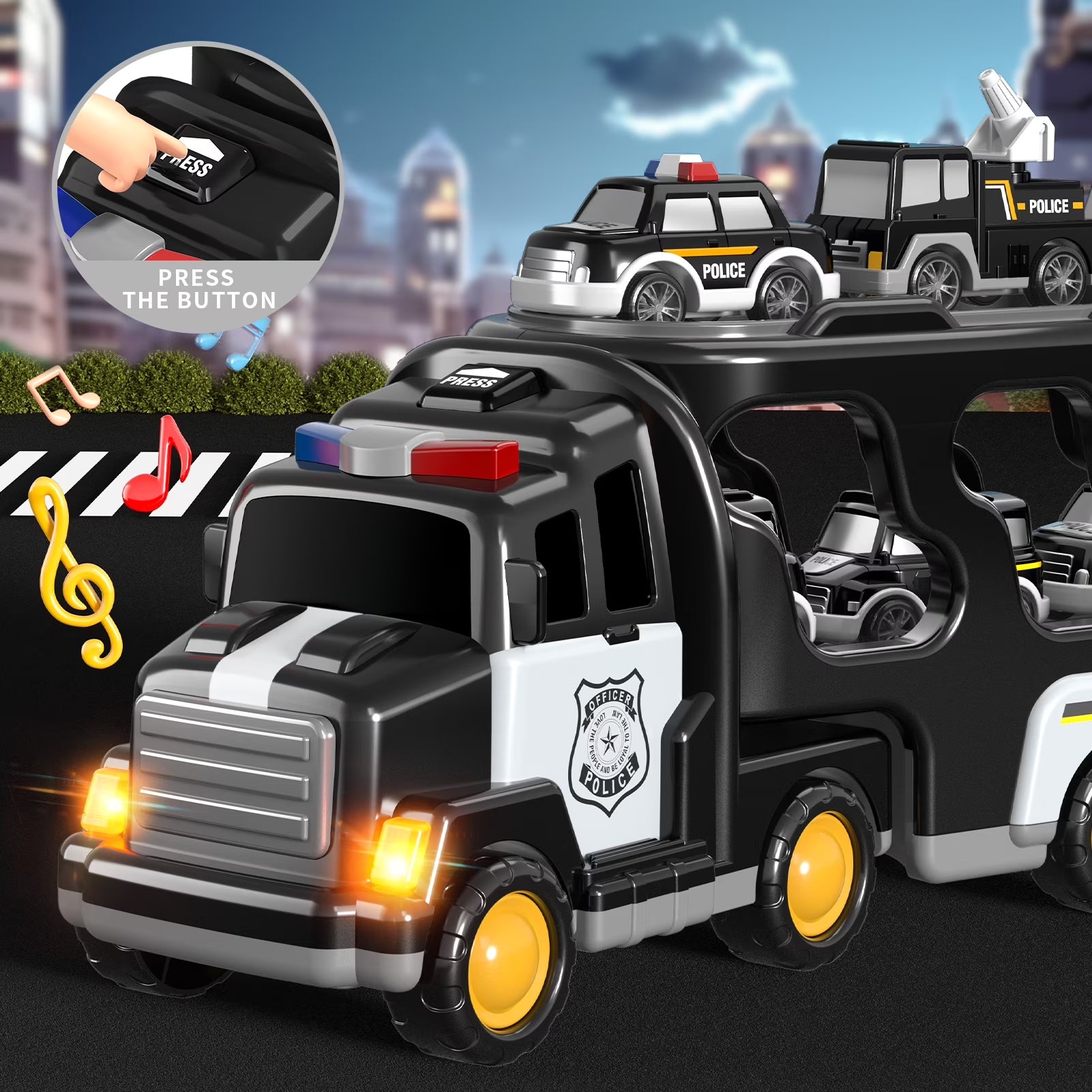 Police Truck Toy Set for Boys Aged 2-6, Ideal Gift for Toddlers and Young Children