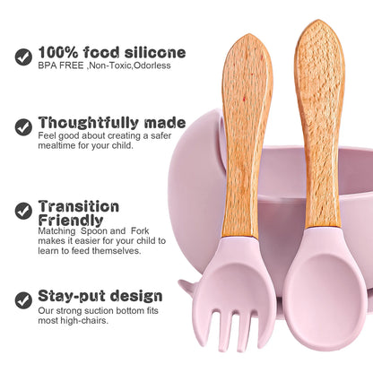 3Pcs/Set Silicone Baby Feeding Bowl Tableware for Kids Waterproof Suction Bowl with Spoon Children Dishes Kitchenware Baby Stuff