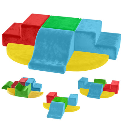 Toddler Climbing Toys: 7-Piece Indoor Soft Play Foam Block Set with PU Leather for Climbing, Crawling, and Sliding Activities