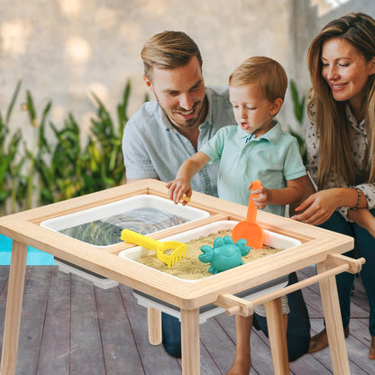 Multifunctional 3-Piece Activity Table and Chair Set for Kids - Beige Daycare Furniture and Lego Table