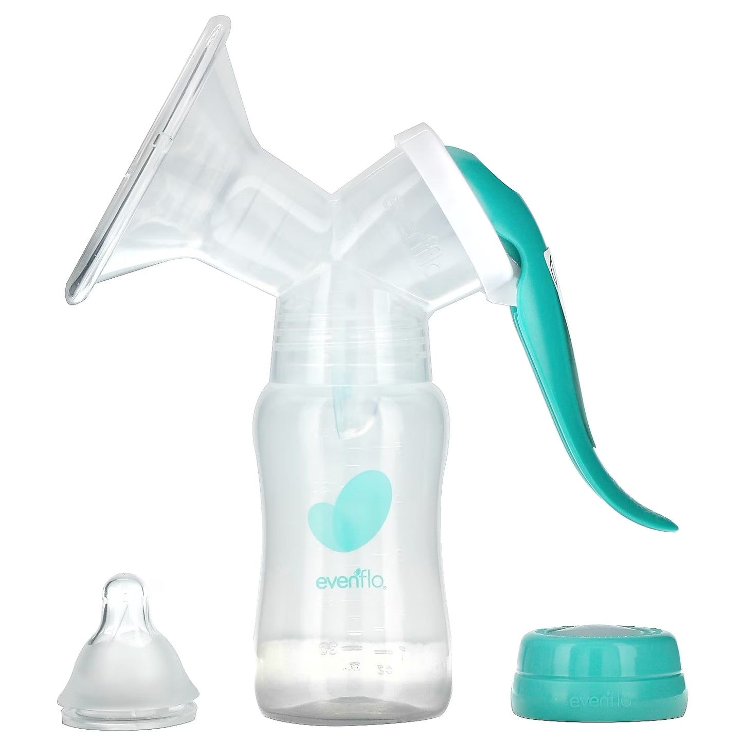 Advanced Manual Breast Pump, Includes Milk Collection Bottle and Flange Kit, Clear
