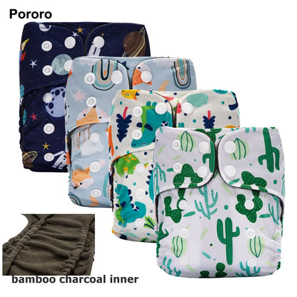 Newborn Diapers Washable Reusable Waterproof Diaper for Newborns 0-3 Months Bamboo Charcoal Double Inner Gusset Baby Item