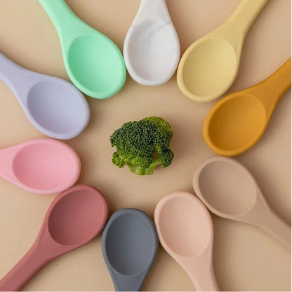 Soft Silicone Kids Feeding Fork Spoon - 2 Pieces Set