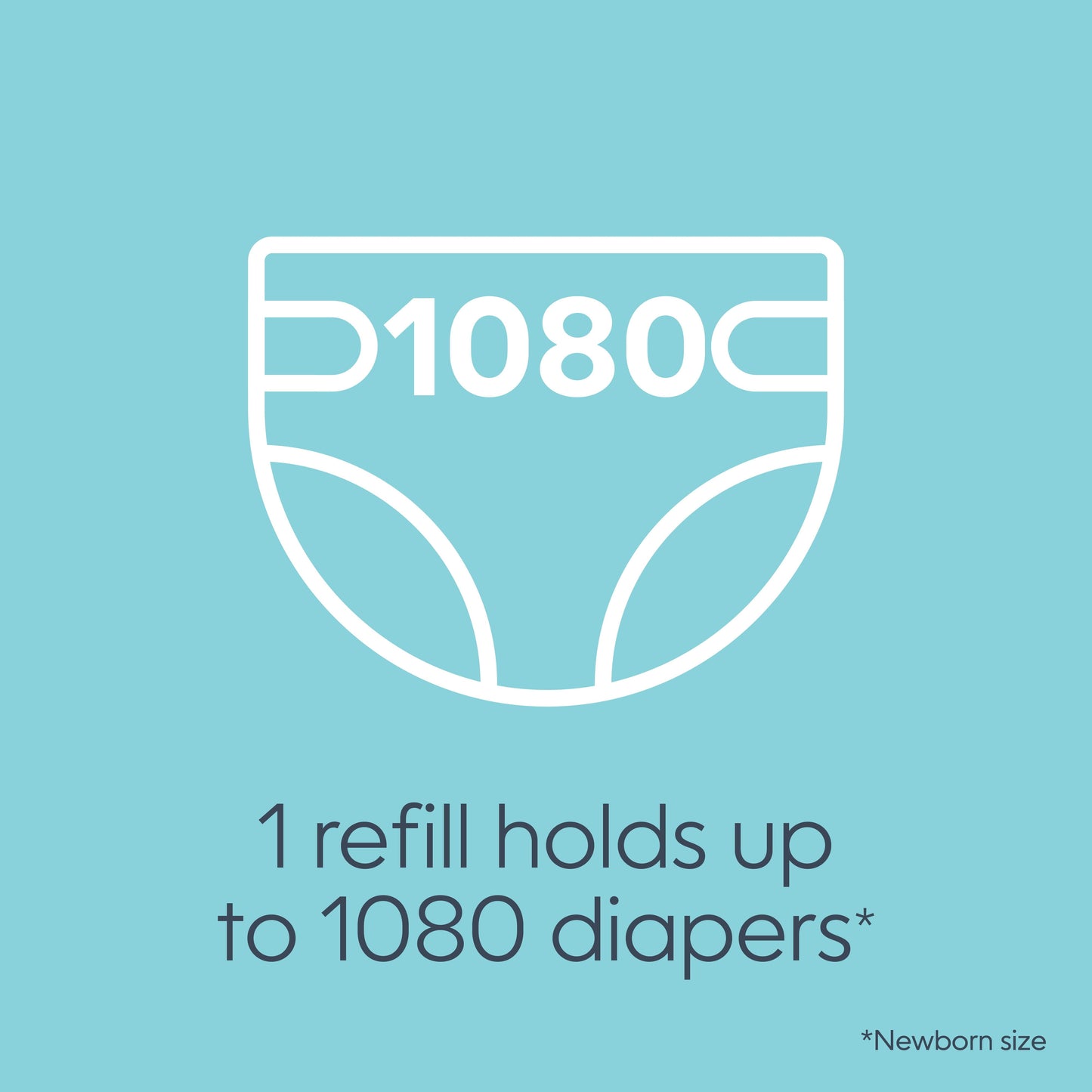 Diaper Pail Square Refills, Unscented, Holds up to 1080 Newborn Diapers, 1 Pack