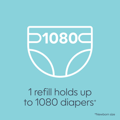 Diaper Pail Square Refills, Unscented, Holds up to 1080 Newborn Diapers, 1 Pack