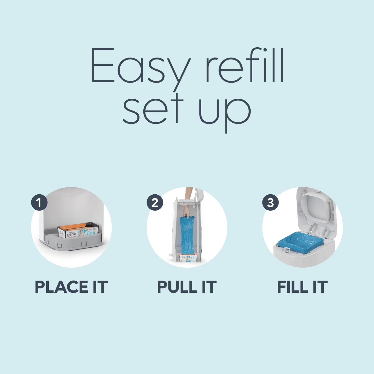 Diaper Pail Easy Roll Refill with 30 Bags, Holds up to 1410 Newborn Diapers