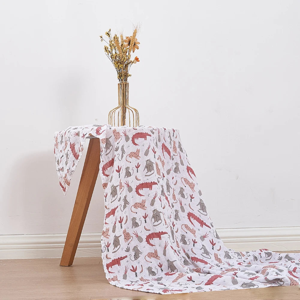 Happy Flute 1Pc 120*110CM Muslin Blanket Newborn Cotton Baby Swaddle Towel Baby Warp Bath Towel Cotton 70%Bamboo+30%Cotton