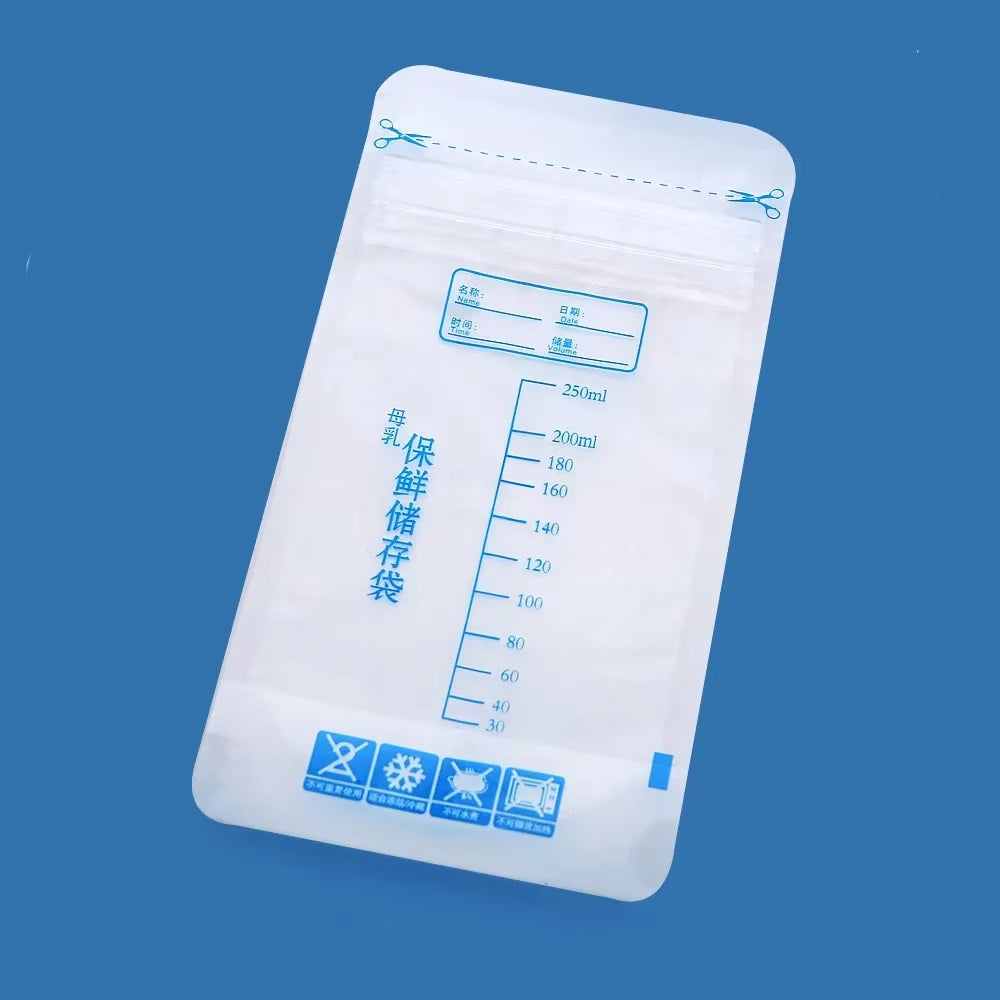 30Pcs 250Ml Milk Freezer Bags Mother Milk Baby Food Storage Breast Milk Storage Bag BPA Free Baby Safe Feeding Bags