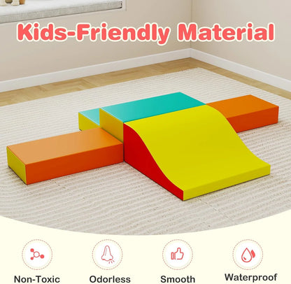 Indoor Toddler Climbing Toy Set, 10-Piece Soft Foam Block Play Gym with PU Leather for Children Aged 1 Year and Up