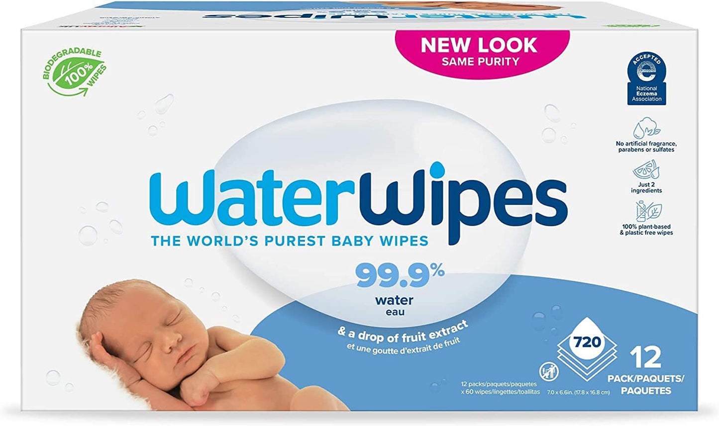 Waterwipes Plastic-Free Original Baby Wipes, 99.9% Water Based Wipes, Unscented