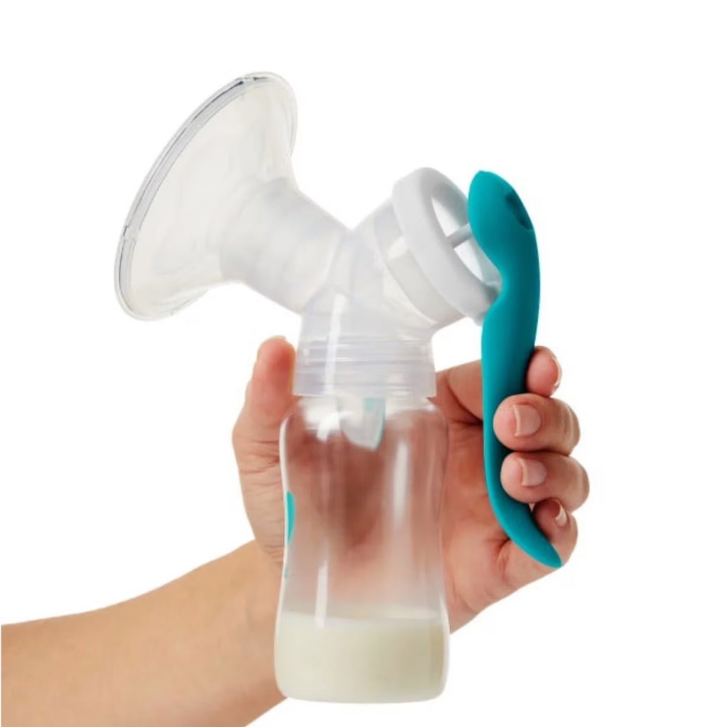 Advanced Manual Breast Pump, Includes Milk Collection Bottle and Flange Kit, Clear