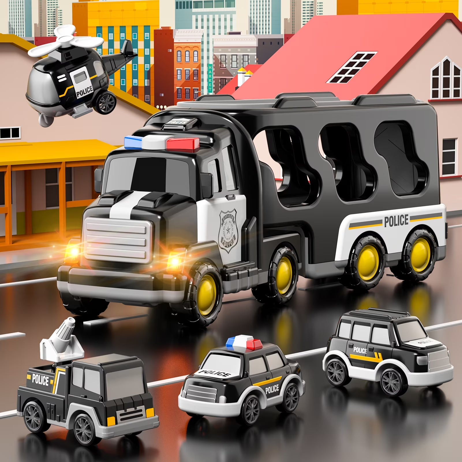Police Truck Toy Set for Boys Aged 2-6, Ideal Gift for Toddlers and Young Children