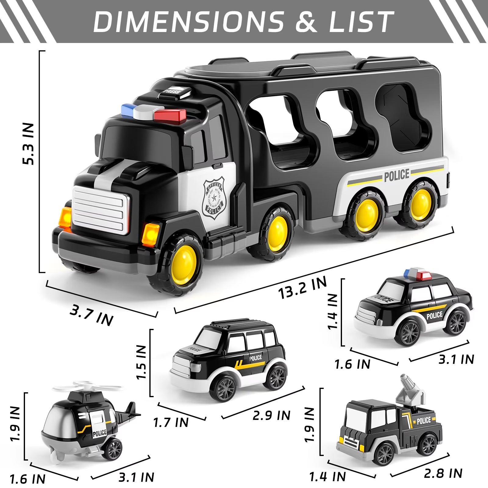 Police Truck Toy Set for Boys Aged 2-6, Ideal Gift for Toddlers and Young Children