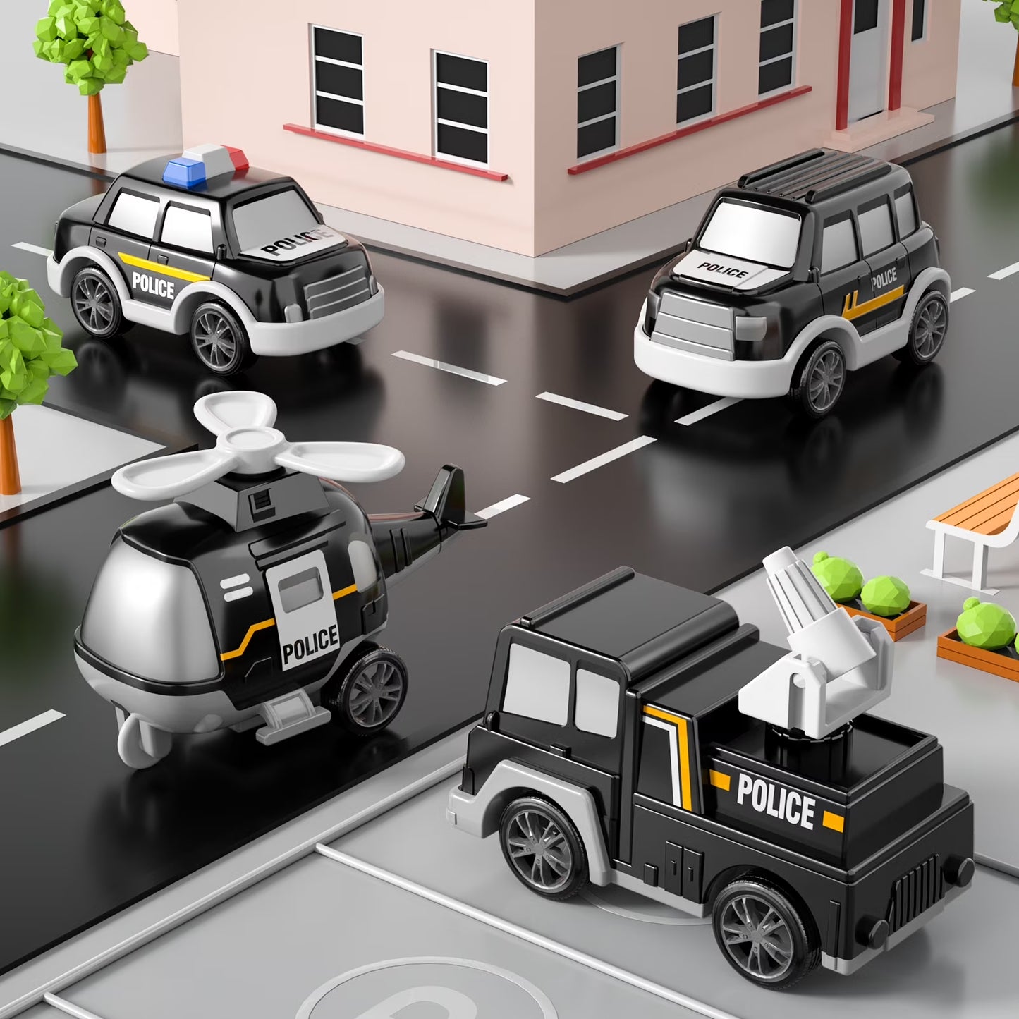 Police Truck Toy Set for Boys Aged 2-6, Ideal Gift for Toddlers and Young Children
