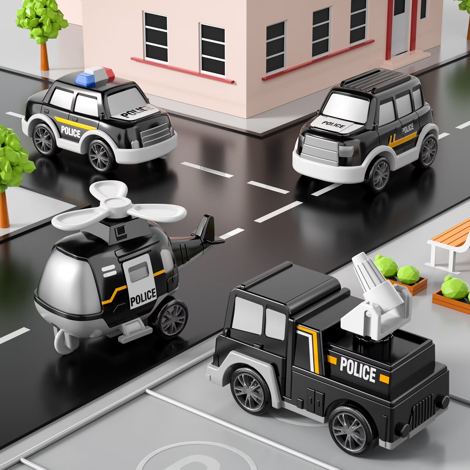 Police Truck Toy Set for Boys Aged 2-6, Ideal Gift for Toddlers and Young Children