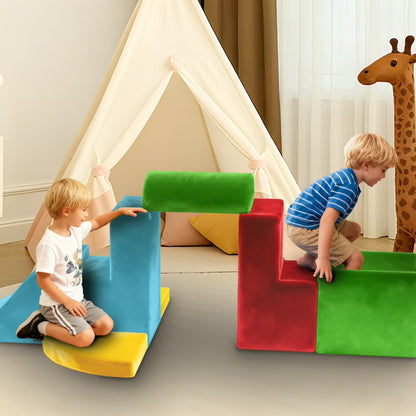 Toddler Climbing Toys: 7-Piece Indoor Soft Play Foam Block Set with PU Leather for Climbing, Crawling, and Sliding Activities