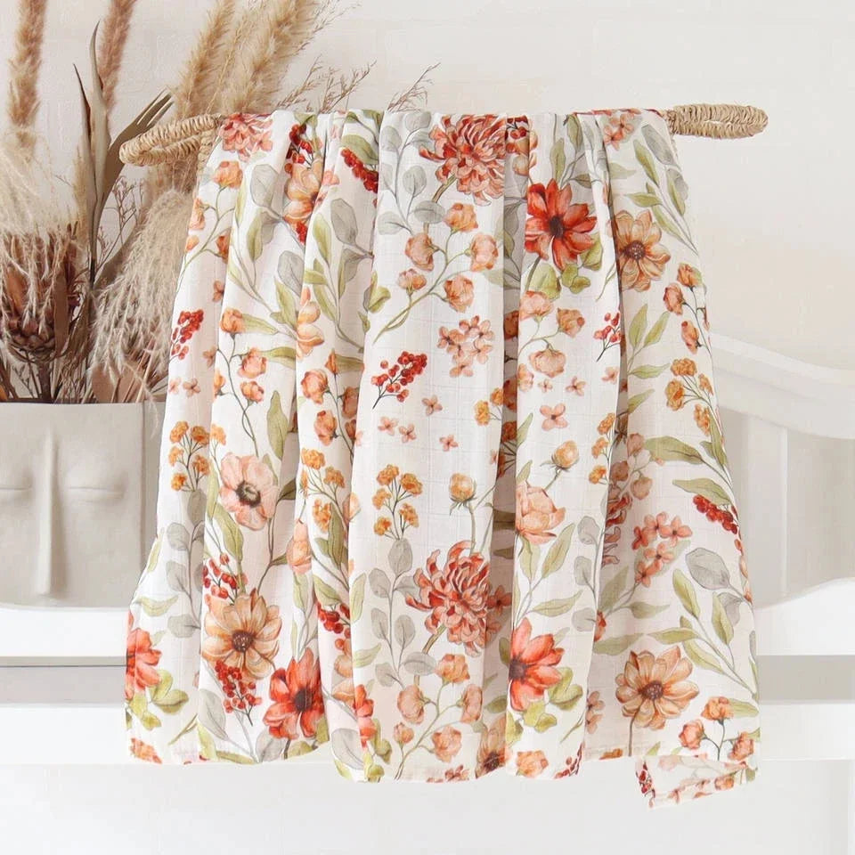 70% Bamboo+30% Cotton Muslin Swaddles Baby Blankets Newborn Bedding Blanket Feeding Cover Flower Baby Blanket Diaper