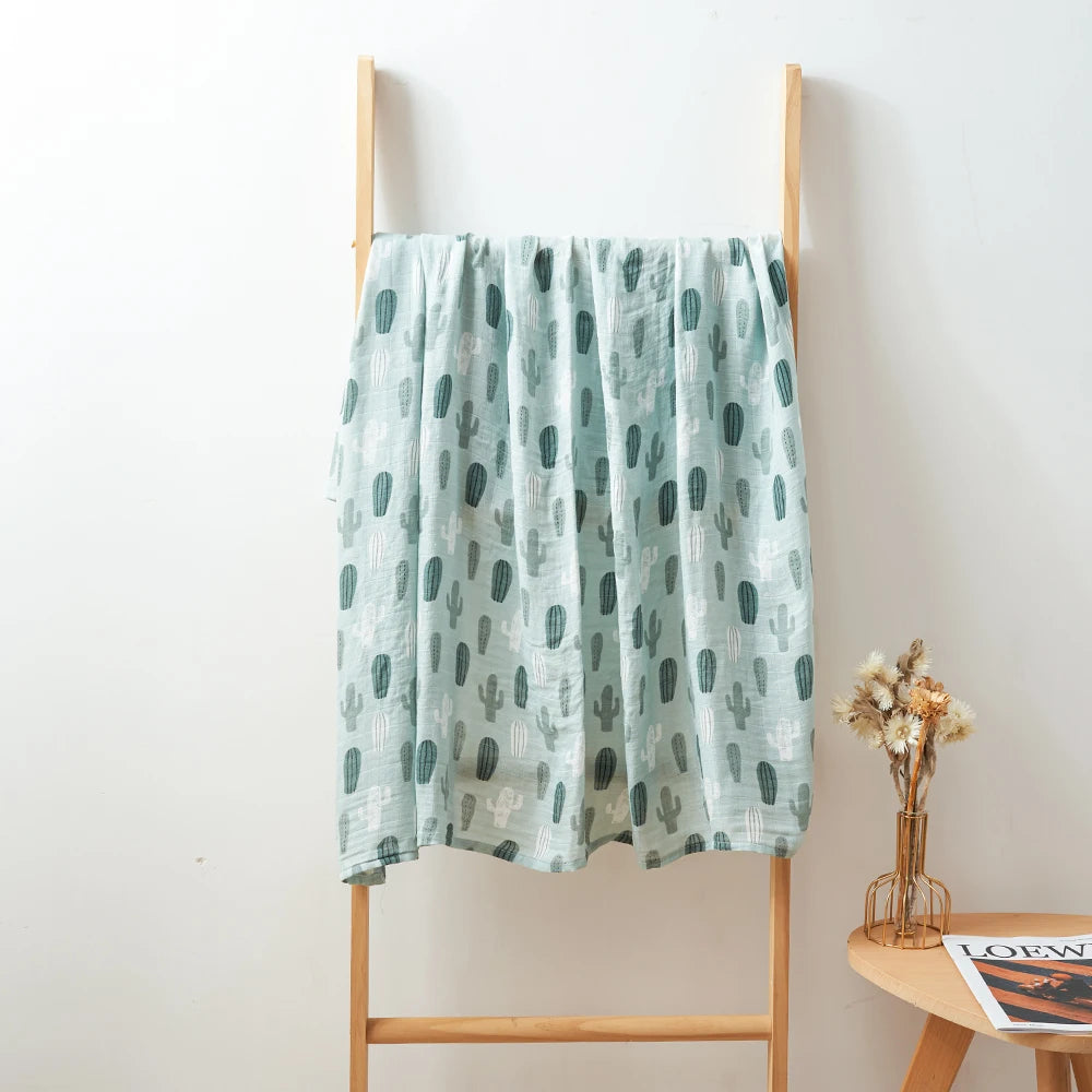 Happy Flute 1Pc 120*110CM Muslin Blanket Newborn Cotton Baby Swaddle Towel Baby Warp Bath Towel Cotton 70%Bamboo+30%Cotton