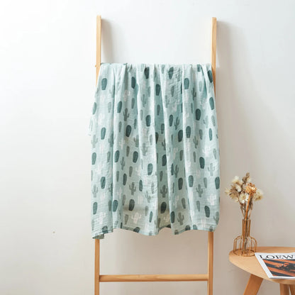 Happy Flute 1Pc 120*110CM Muslin Blanket Newborn Cotton Baby Swaddle Towel Baby Warp Bath Towel Cotton 70%Bamboo+30%Cotton