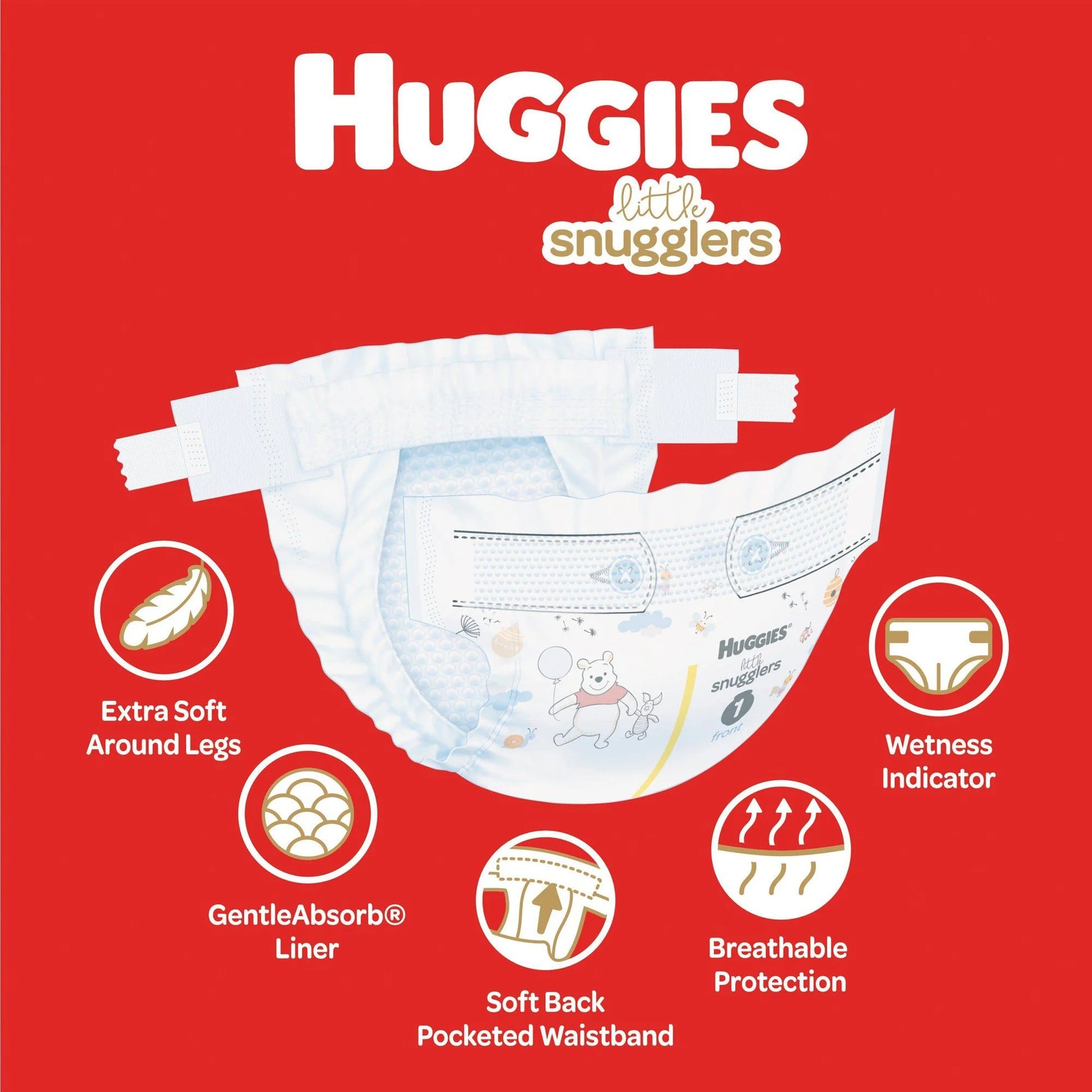 Little Snugglers Diapers, Heavy Absorbency, Size 1 (8 to 14 Pounds), 32 Count