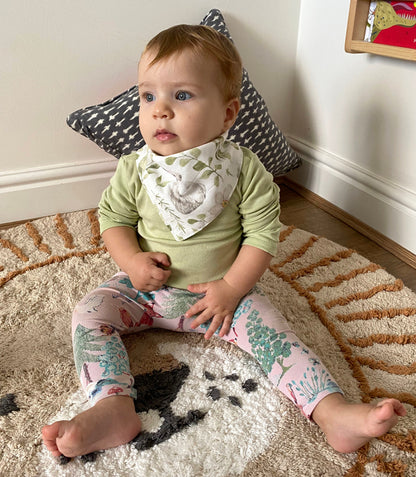 Organic Muslin Easter Bunny Print, Bib Set, Bamboo Cotton Baby Swaddle, Newborn Swaddle Blanket, Easter Gift for Baby, Baby Shower Gift